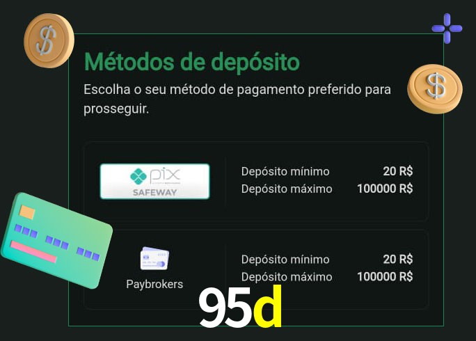 O cassino 95d oferece uma grande variedade de métodos de pagamento